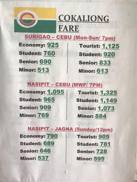 cokaliong ticket price